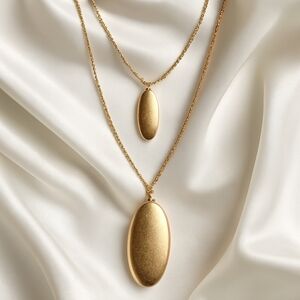 Multi Strand Dual tone Double Pendant 34" Long Necklace - Women Fashion Jewelry